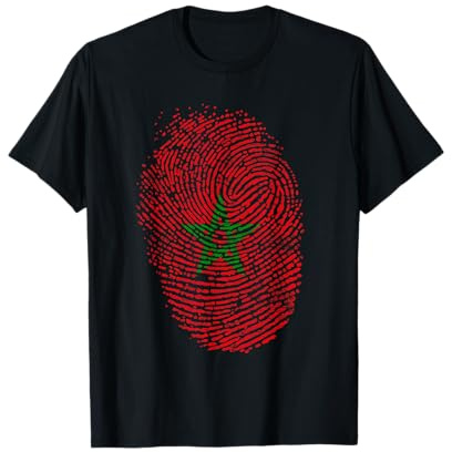 Marokko Flagge Geschenk Fingerabdruck T-Shirt