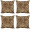 ABAKUHAUS Leopard-Druck Dekokissen Kissenbezug 4er Pack, Wildtierhaut, Modern Accent Doppelseitiger Digitaldruck, 40 x 40 cm, Pale Braun Schwarz