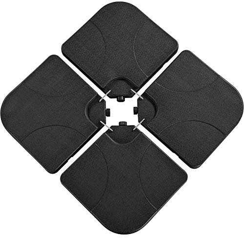 Yaheetech Base para Sombrilla Soporte de 4 Piezas Parasol para Llenar 80kg de Arena/con 60 litros Agua Total Negro 50×50×7,5cm