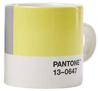 Pantone Porzellan Espressotasse, dickwandig, spülmaschinenfest, 120ml, Illuminating 13-0647 & Ultimate Gray 17-5104, 18582