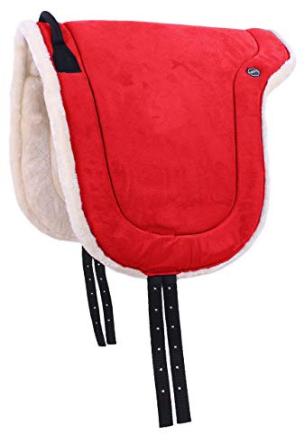 QHP Reitpad Pferd Bareback Pad 19 mm | Sicherer Halt | Komfortables Reiten | Praktische Größe (Hellrot, Shet)
