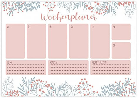 Friendly Fox Wochenplaner Block Floral, 1x DIN A4 Schreibtischunterlage als Kalender ohne festes Datum, Weekly Planer, Schreibblock Organisation to do