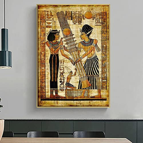 BINGJIACAI Antike Ägyptische Papyrus-Stil Hieroglyphik Illustration Poster Leinwand Gemälde Wandkunst Bild Druck Heimdekoration - 50 x 70 cm ungerahmt