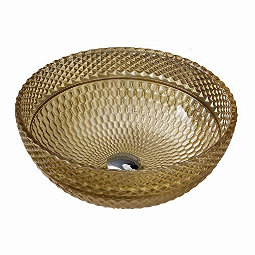 HomeLava Design Waschbecken aus hochwertiger Glas Runde Aufsatzwaschbecken Moderne Waschtisch Waschschale Handwaschbecken für das Badezimmer und Gäste-WC (ohne Wasserhahn)