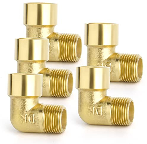 ERGAOBOY 5 Pièces Raccord Coude 90 Laiton 1/2 BSP Male and Femelle | Raccord coude 90 degres laiton massif, Filetage male vers femelle BSP, Etanche, Pour eau air gaz huile