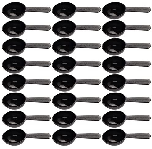 Framendino, 24 Pack Plastic Coffee Measuring Spoons Short Handle Scoops for Tea Sugar Cereal Milk Powder Spices Black 7g