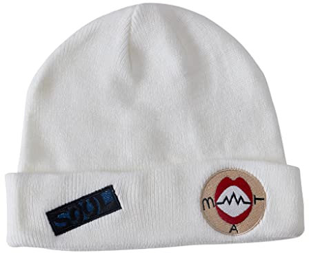 iSHOWcos Soul Eater Beanie Strickmütze Bestickt Beanie Cap Soul Eater Hut Cosplay Zubehör (One Size, Weiß)