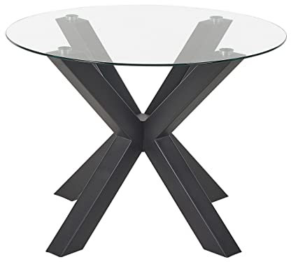 Mesa de comedor base de metal negro tablero de cristal ø 100 cm moderno Otium