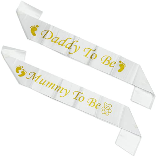 Schärpe für Baby Shower Mummy to Be Schärpe Daddy to Be Schärpe Babydusche Schärpen Set für Baby Dusche Party Feier, Baby Willkommensparty