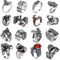 JeryWe 16 Stück Vintage Punk Ringe für Frauen Männer Gothic Ringe Schlange Drache Eule Totenkopf Ringe Hippie Biker Ringe Einstellbare Ringe Set