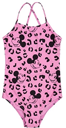 Mickey Maus Disney Pinker Badeanzug für Mädchen, Leopardenprint