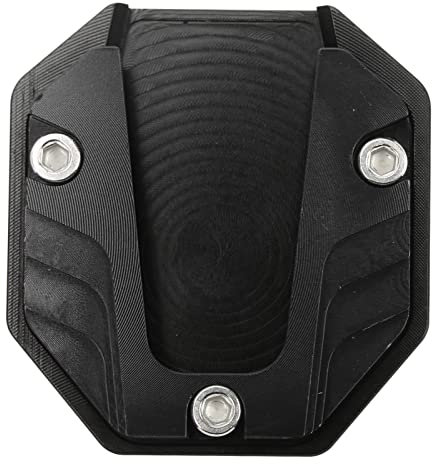 Demeras Motorcycle Side Stand Plate Pad, Universal Fashion Appearance Anodic Oxidation Coloring Kickstand Pad Extender High Strength for Soft Surface(Black)
