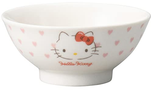 Kaneshotouki 365110 Hello Kitty Bol à riz Passe au lave-vaisselle Passe au micro-ondes 10,5 cm Motif cœur rose Fabriqué au Japon
