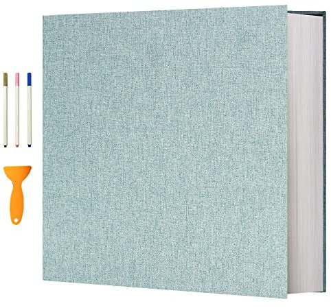 Vienrose Selbstklebende Fotoalbum 10x15 Einkleben und zum Selbstgestalten Groß Leinen Photoalbum mit 120 weißen Seiten, Hochzeit Jahrestag Geburtstag Geschenke, 33x32cm, Türkis