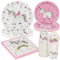 PARTY GO Juego de vajilla de unicornio blanco de 96 piezas, platos de papel, tazas y servilletas, decoraciones de fiesta para niñas, sirve para 24 personas