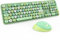 KOOTOP Green Wireless Keyboard and Mouse, 2.4G Wireless with Retro Round Keycap for PC, Mac, Laptop, Tablet, Computer Windows