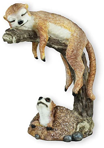 colourliving Erdmännchen Figur chillend und grabend Erdmännchen Gartenfigur Frettchen Deko Erdmännchen Gartendeko (chillend)