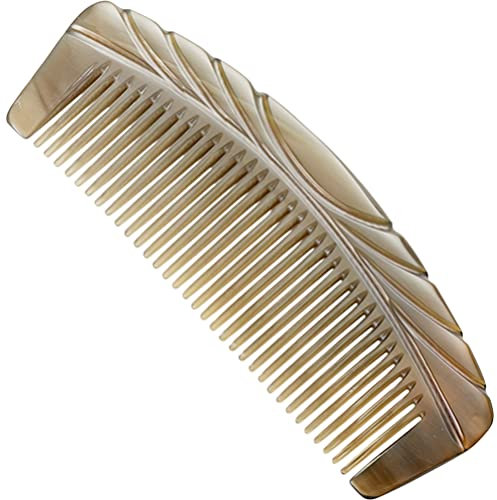 Beavorty Gua Sha Kamm Antistatischer Haarkamm Massagekamm Ochsenhorn 15cm Kopfhautpflegekamm für Langes und Kurzes Haar Glatte Oberfläche Tragbar für Zuhause und Reisen