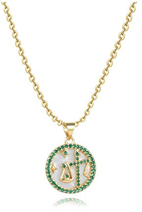Astrology Constellations Zodiac Signs Necklaces for Women Birthday Birthstones Jewellery Gift for Daughter Family Best Friends Round Gold Opal Pendant