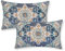 BETGINY Boho-Kissenbezüge, 30,5 x 50,8 cm, blau und blaugrün, ethnisches Design, Outdoor, dekorative Wurfkissen für Couch, Teppichmuster, Dekor, Kissenbezug, 2 Stück, Bauernhaus-Leinen-Kissenbezüge