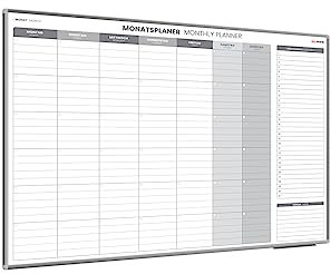 ALLboards Magnetischer Monatsplaner 120x90cm für Monatsplanungen, einfach zu beschreiben Monatsplaner Wandkalender Memoboard Magnettafel auf Deutsch