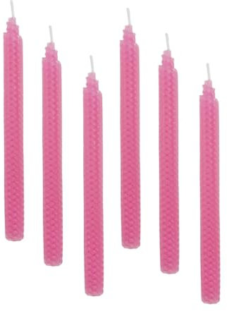 XIANGZHU Set of 6 Beeswax Pink Taper Candles, Premium Quality Hand-Rolled 9 Inch Smokeless Dripless Uncented Long Candles Perfect for Household, Wedding, Party, and Home Décor