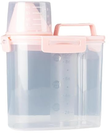 WUUISDNX Secure Pet Food Storage Container Bin for Cat and Dog Food Airtight Box, pink, small