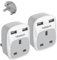 UK to South Africa Plug Adapter 2 Pack, TESSAN 3 in 1 Travel Adapter with 2 USB(1 USB C), South Africa Travel Plug for Namibia, Swaziland (Type M)