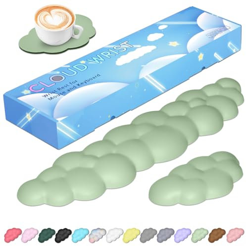 JIKIOU Tastatur-Handgelenkauflage in Wolkenform, mit rutschfester PU-Basis, bequemer Memoryschaum, für Computer, Laptop, Mac, Gaming, Büro und Schmerzlinderung, Wunschgeschenk zu Weihnachten