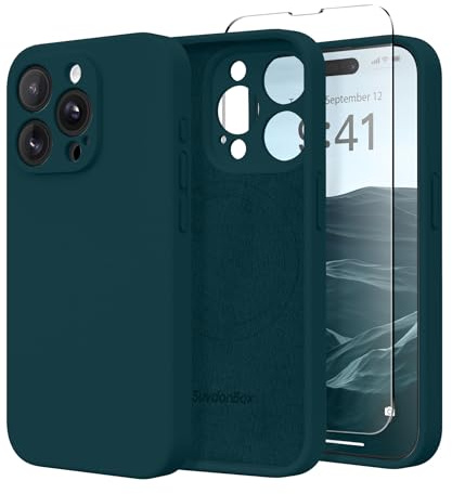 SuydanBox Magnetische Schutzhülle für iPhone 15 Pro, kompatibel mit MagSafe, [vollständiger Kameraschutz] [Displayschutzfolie] Silikon stoßfeste Schutzhülle für iPhone 15 Pro 6,1 Zoll, Tiefblau
