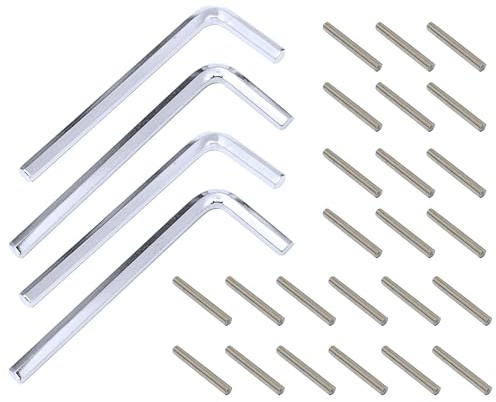Spring Hinge Tension Pin Metal Dowel Pegs Shelf Support Replacement Kit for Self Closing Garage Door Closer Hinge (24x Shelf Pins and 4X Hex Wrenches)