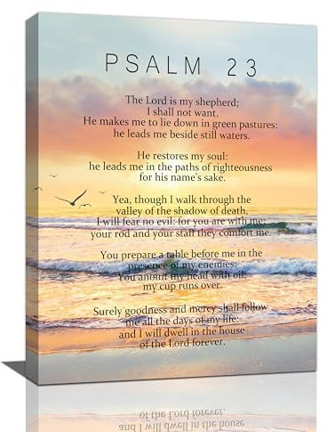 Bogosip Psalm 23 Wandkunst, Psalmen, 23 Bilder, Wanddekoration, Bibelvers, Leinwanddrucke, christlicher Malrahmen, Kunstwerk für Gebet, Schlafzimmer, Wohnzimmer, Badezimmer, Kirche, 30,5 x 40,6 cm