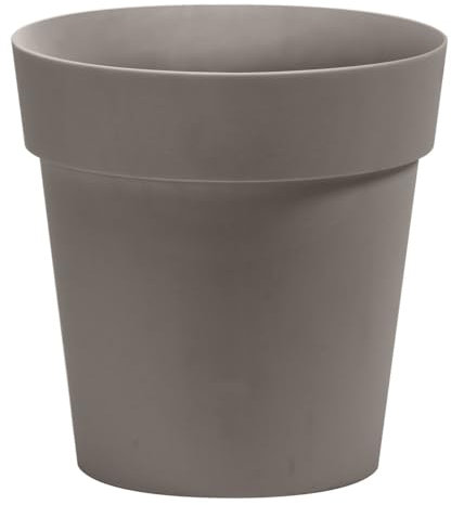 Vaso Fioriera Balconiera in plastica per interni ed esterni (Tondo Ø42x40H cm, Tortora)