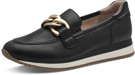 Jana Damen Slip On Sneaker zum Schlupfen Vegan, Schwarz (Schwarz/Gold), 41 EU