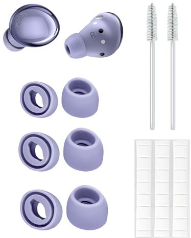 Silicone Replacement Ear Tips Compatible with Samsung Galaxy Buds Pro,Clean Kit with 2 Soft Brush and 1 Putty,Noise Reduction Hole,Anti-Slip Eartips,Fit in Charging Case,Easy Install,3-Paris,(S/M/L)