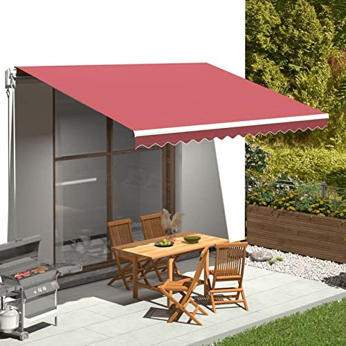 Rantry Tessuto di Ricambio per Tenda da Sole Esterno Tenda da Sole Esterno a Caduta Rosso Borgogna 4,5x3 m