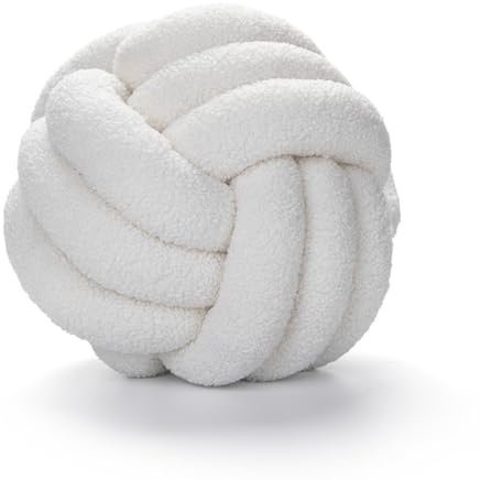 BSOMAM Knotenballkissen, geknoteter Ball, Wurfkissen, ultraweich, Begleitung, dekorativ, handgewebt, geknoteter Ball, Lammsamt, Sofakissen, Knotenkissen, Sofakissen für Schlafzimmer (Weiß)