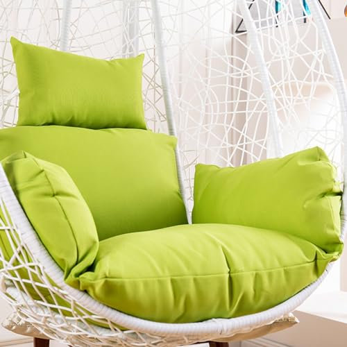 PAZONE Hängender Eierstuhl Kissenbezug, Waschbares Schaukelstuhl Kissen Mit Kissen, Dicker Hängekorb Sitzkissen Ersatz, Hängematten-Ei-Stuhlkissen for drinnen und draußen, Garten(Color:Green)