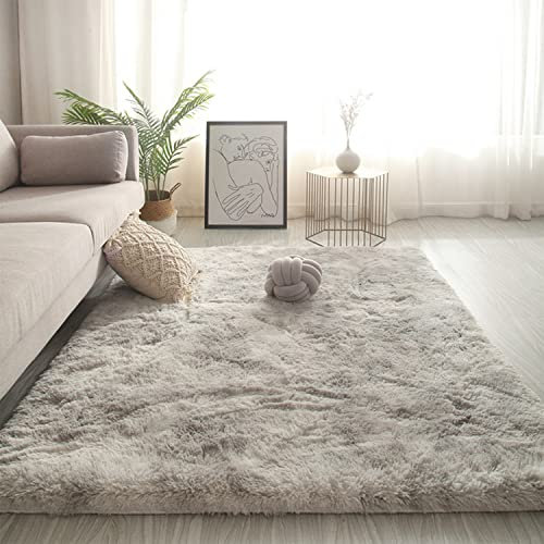 Swsen Teppich Wohnzimmer Super Weich - Shaggy Teppiche Flauschig Anti-Rutsch Unterseite - Moderner Carpet Waschbar Langflor Hochflor Teppiche 50x160cm, Grau