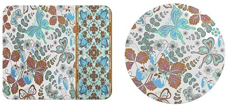 EHOMERY One Piece Mauspad Table Mouse Mat Retro-Muster Große Mauspads Pad Für Maus Für Die Schreibtischdekoration - 2 Pack [20x24 cm and Dia 20 cm]