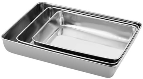 GREENADSCAPE Bandejas De Acero Inoxidable 304 Con Bordes Profundos Bandeja Para Hornear Bandejas Para Pasteles De Acero Inoxidable