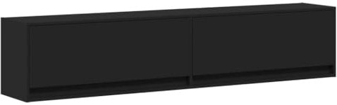 vidaXL TV Wall Cabinet with RGB LED Lights - Black, 180x31x38cm, Engineered Wood, Floating Unit with Ample Storage
