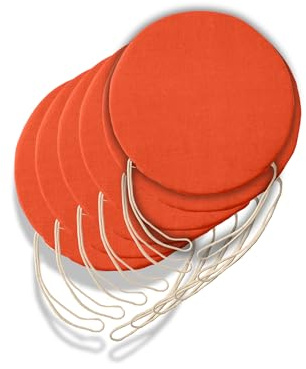 6 runde Sitzkissen für Küchenstuhl, abnehmbarer Bezug, Sitzkissen für Wohnzimmerstühle, mit Bändern, hergestellt in Italien, Dicke 3 cm, Dekoration für Zuhause (orange, Durchmesser 35 cm)