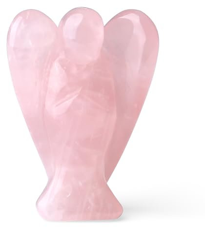 GUJOXILA Rose Quartz Crystal Angel Healing Crystals Guardian Angels Gift for Women Crystal Ornament Reiki Grief Pocket Spiritual Cute Small Figurine Pink Gifts 1.5