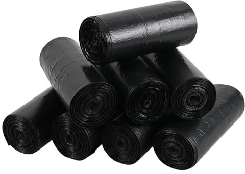 Nesmilers 8 Rolls Bin Liner, Black Bin Bags, 200 Bags (30 liter)