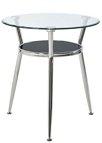 Couchtisch Runder Esstisch aus Glas, Küchentisch aus gehärtetem Glas, kleiner moderner Esszimmertisch for 2–3 Personen mit Metallbeinen, Couchtisch for Wohnzimmer, Balkon, Küche Beistelltisch