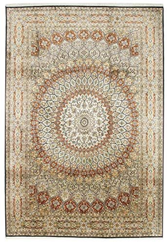 Nain Trading Kaschmir Reine Seide 189x274 Handgeknüpft Orientteppich Teppich Seide Indien
