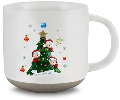jewelora Tasse en Céramique Personnalisée avec Sapin de Noël Mug en Céramique avec Nom Gravé Cadeaux Personnalisés pour Homme et Femme (Noms 3)