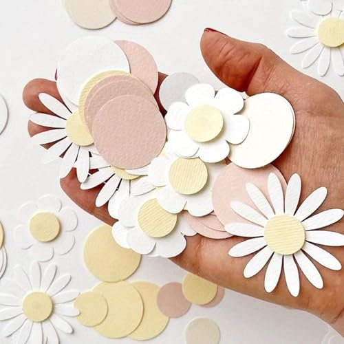 100 Pcs Gänseblümchen Deko,Blumen Konfetti,Gänseblümchen Konfetti Hochzeit Tischdeko,Hochzeit Basteln Diy Dekoration,Baby Shower Party Zubehör