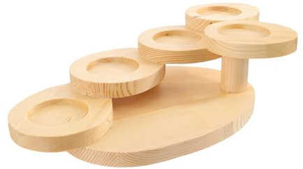 FELTECHELECTR Snack Shelf Display Sushi Kit Large Tray Sushi Plates Wooden Sushi Showing Tray Wooden Food Stand Sushi Container Sushi Plate Table Five-Step Ladder Showing Stand Khaki